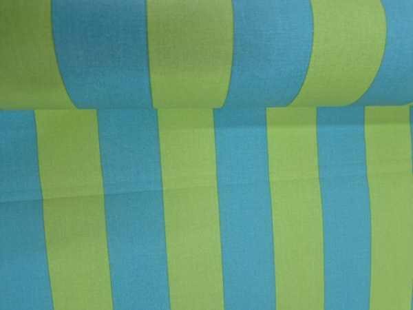 Baumwollstoff beschichtet - Streifen blau/grün
